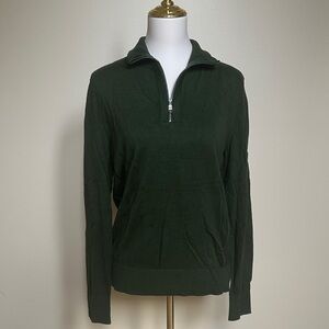 NWT Banana Republic Men’s Dark Green Quarter Zip Sweater-Cotton Blend Pullover